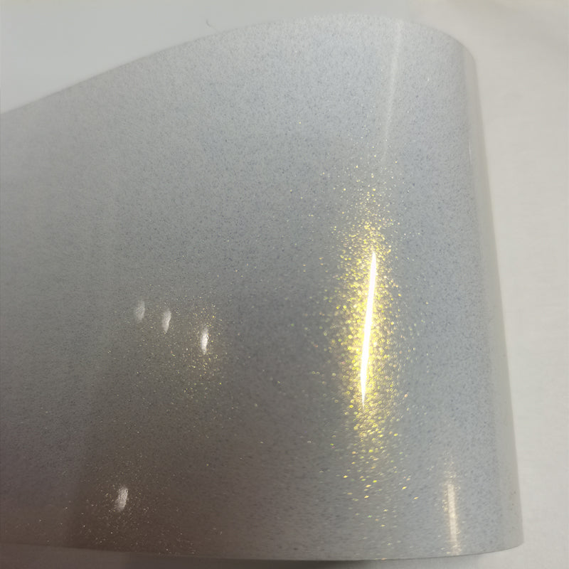 Glossy Diamond Gold Pearl White Wrap Color Shift PET Liner – Car Vinyl  Supplier