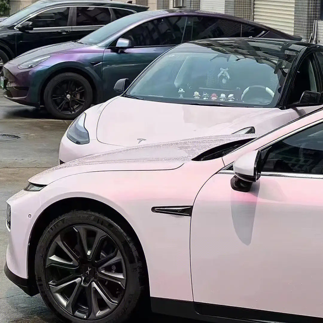 Matte Color Shift Diamond Pollen Pink Car Wrap PET Liner