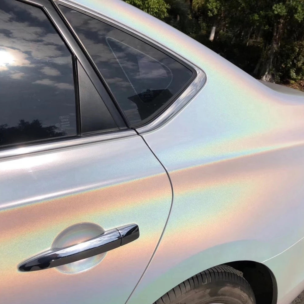 Gloss Laser White Iridescent Car Wrap PET Liner