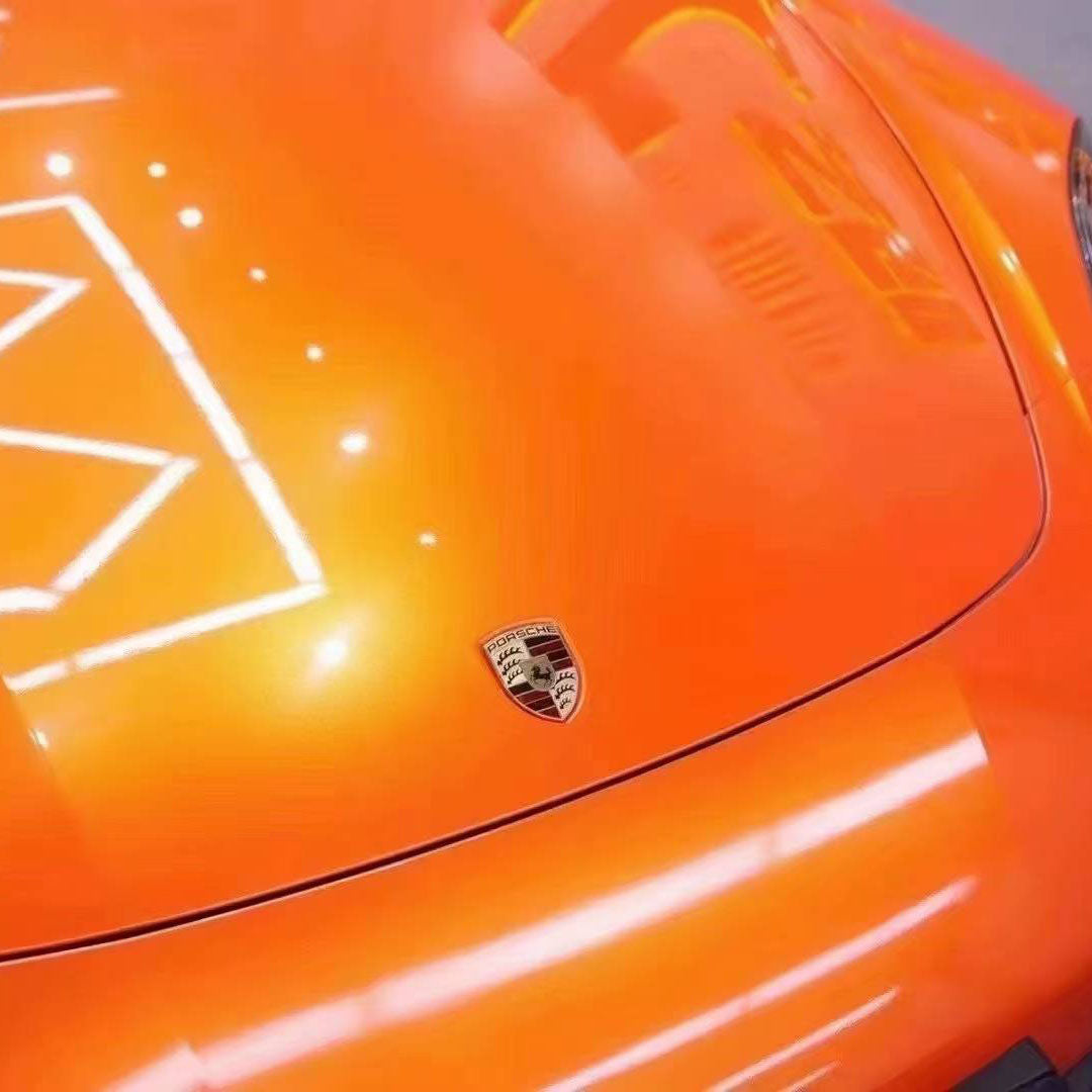 Gloss Metallic Racing Golden Orange Car Wrap PET Liner