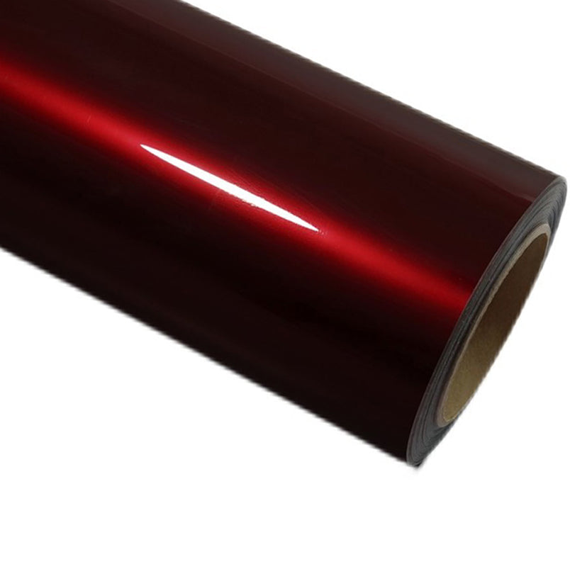 Gloss Metallic Cherry Dark Red Vehicle Vinyl Wrap PET Liner