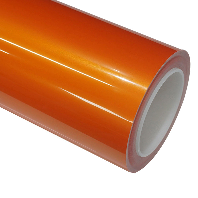 Gloss Metallic Racing Golden Orange Car Wrap PET Liner