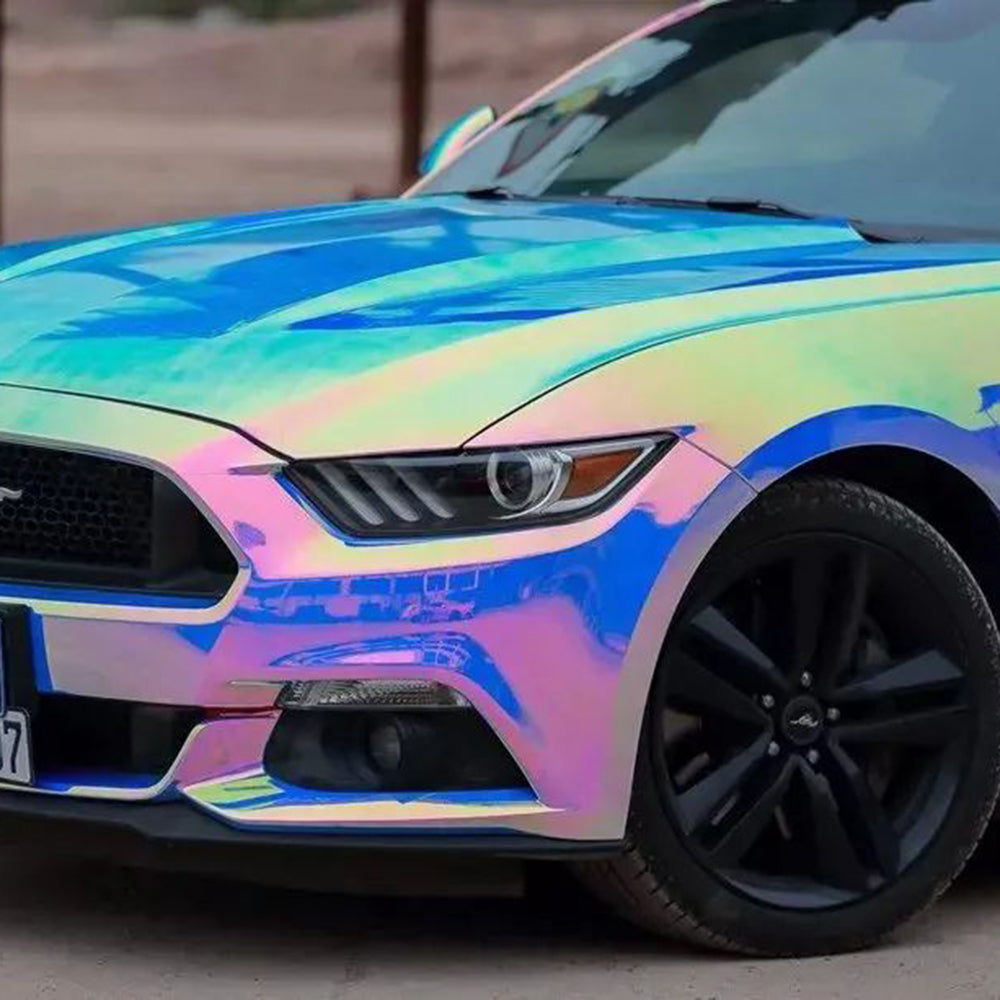 Rainbow Blue Chrome Car Wrap